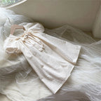 שמלת קיץ פרחונית לילדה עם שרוולי בלון ופפיון